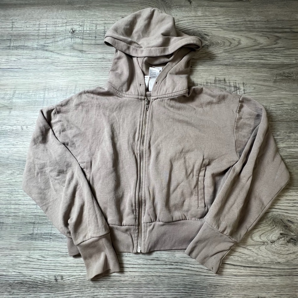 Levi's Hoodie Mens S Mauve Taupe Cropped Full Zip Boxy Streetwear L64